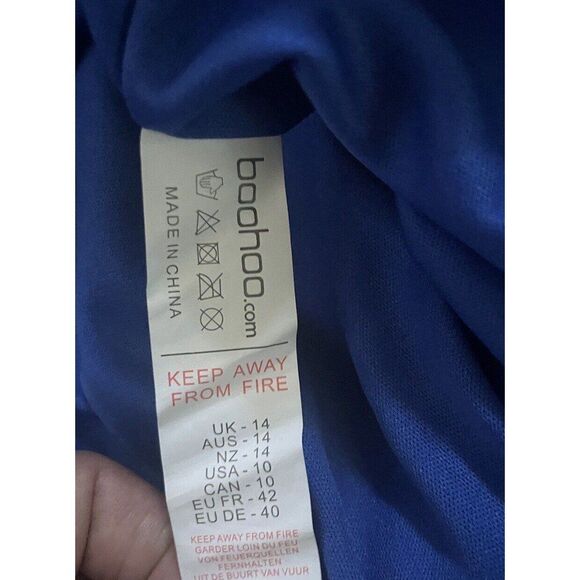 Boohoo Sequin High Neck Cut Out Smock Dress Size 10  Blue Sparkly Mini - Picture 12 of 12